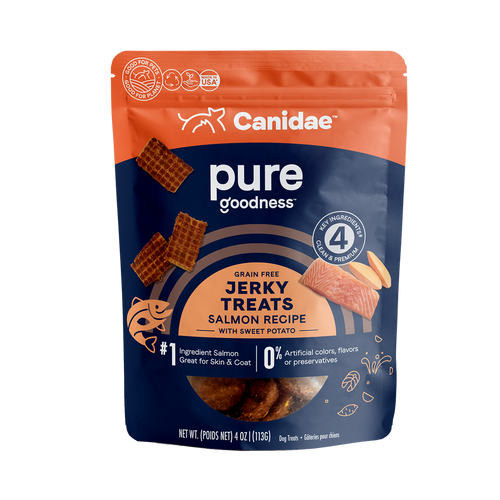 Canidae Pure Grain Free Dog Jerky Treats - Salmon Recipe with Sweet Potato (4 oz)