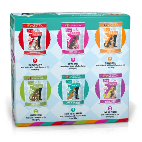 Weruva Dogs in the Kitchen Grain Free Pooch Pouch Party! Variety Pack Wet Dog Food Pouches