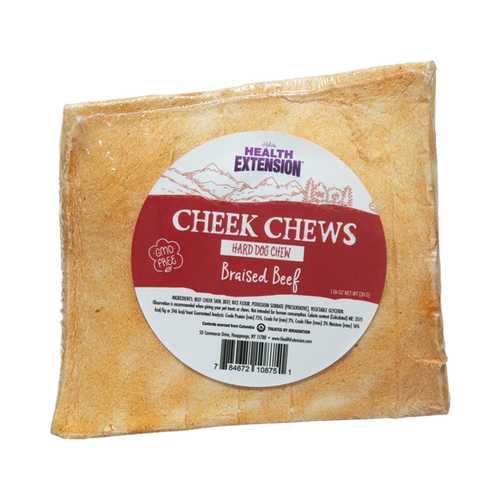 Health Extension Natural Cheek Chew Hard Dog Chew Braised Beef (1.06 oz - Single)