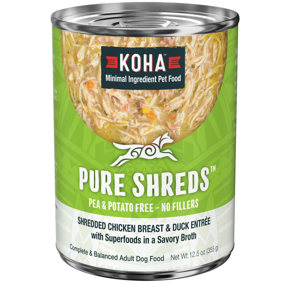 Koha Pure Shreds Shredded Chicken Breast & Duck Entrée for Dogs (5.5 oz)