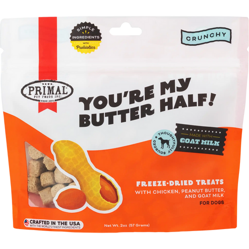 Primal You're My Butter Half Chicken, Peanut Butter, and Goat Milk Freeze Dried Dog Treats