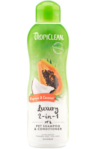 TropiClean Papaya & Coconut Luxury 2-in-1 Shampoo and Conditioner for Pets