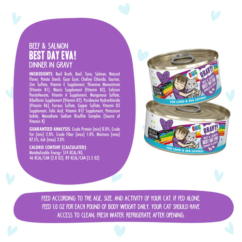 Weruva BFF Oh My Gravy Best Day Eva Grain Free Beef & Salmon in Gravy Canned Cat Food