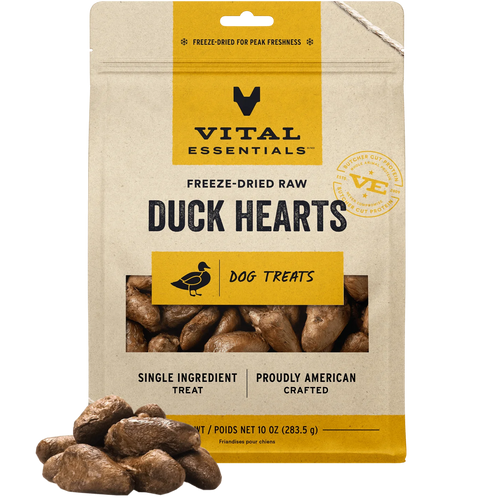 Vital Essentials Freeze-Dried Raw Duck Hearts Dog Treats