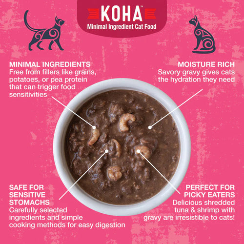 Koha Poké Bowl Tuna & Shrimp Entrée in Gravy for Cats