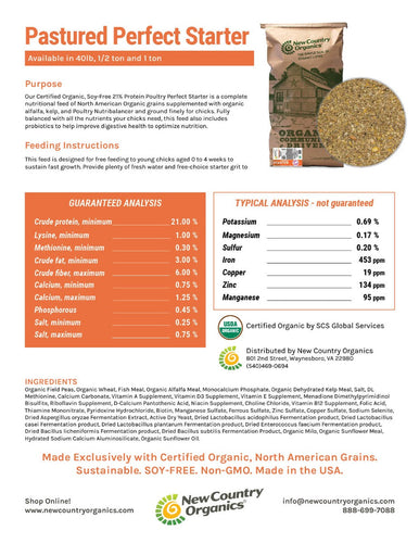 New Country Organics Organic Pastured Perfect Starter Feed