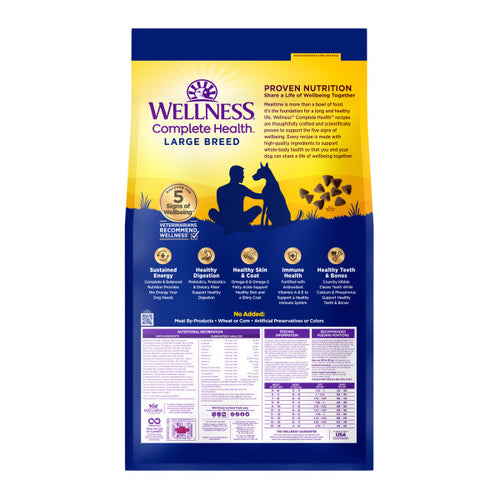 Wellness Complete Health Grain Free Large Breed Deboned Chicken and Chicken Meal Recipe Dry Dog Food