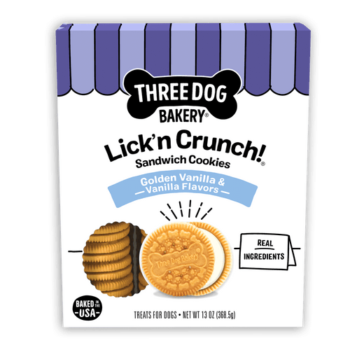 Three Dog Bakery Lick’n Crunch!® Golden & Vanilla Flavors Dog Treats