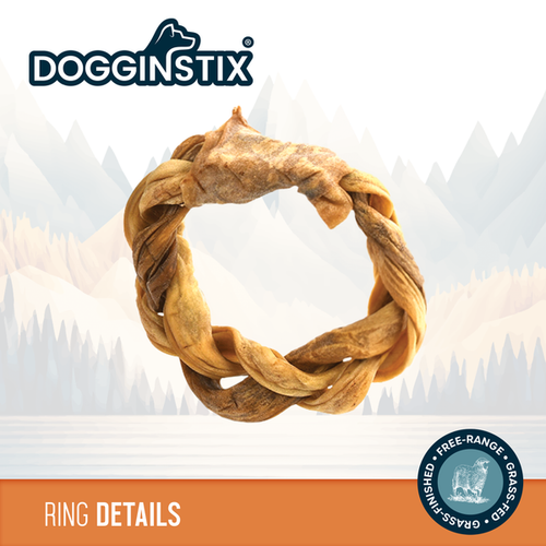 Dogginstix Braided Lamb Collagen Ring Dog Treats - Case of 40