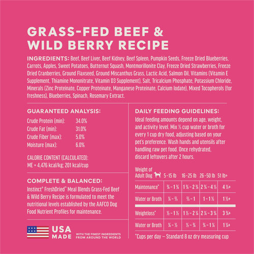 Instinct FreshDried Meal Blends Grass-Fed Beef & Wild Berries Blend Recipe Dog Food