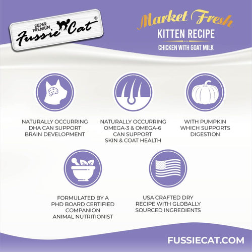 Fussie Cat Market Fresh Chicken with Goat Milk Kitten Recipe Dry Cat Food