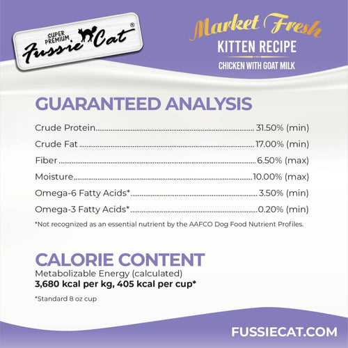 Fussie Cat Market Fresh Chicken with Goat Milk Kitten Recipe Dry Cat Food
