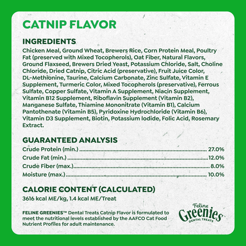 Greenies Feline Dental Catnip Flavor Cat Treats