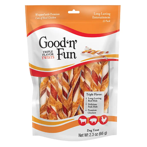Good 'n' Fun Triple Flavor Twists Dog Treats
