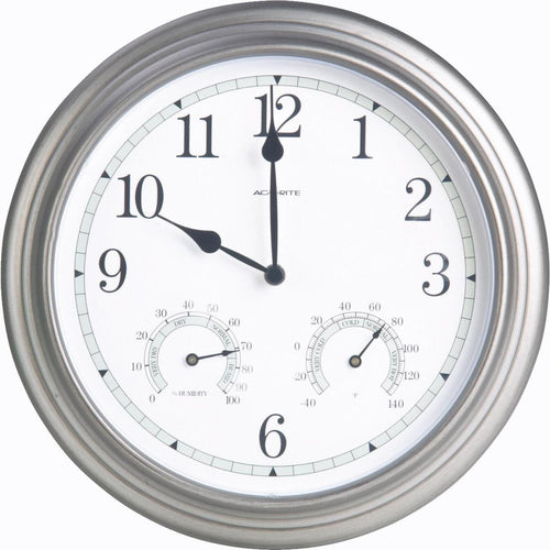 Acurite 13.5 Metal Indoor/Outdoor Clock Thermometer