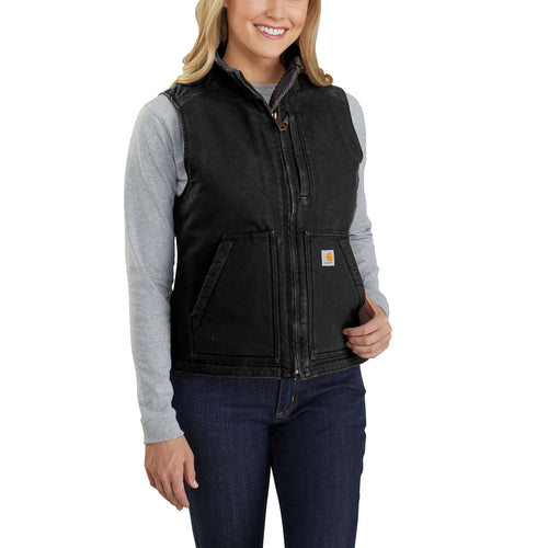 Carhartt Relaxed Fit Washed Duck Sherpa Lined Mock Neck Vest