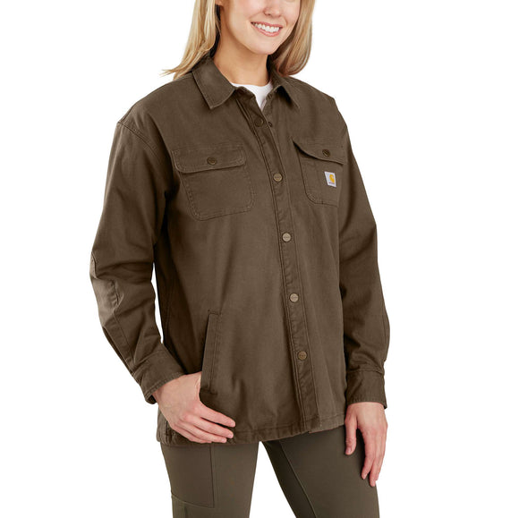 Carhartt Rugged Flex® Loose Fit Canvas Fleece-Lined Shirt Jac (Tarmac, M)