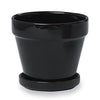 Clay Planter With Saucer, Black, 4-1/2 x 4.3 In.