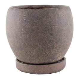 Natural Cement Planter, Weathered Brown, 5.75-In.