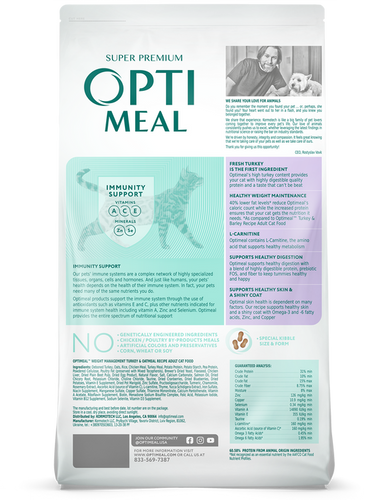 Optimeal Adult Cat Weight Management Turkey & Oatmeal