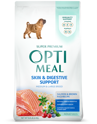 Optimeal Medium & Large Breed Skin & Digestive Support Salmon & Brown Rice Recipe Adult Dog Dry Food