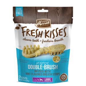 Merrick Fresh Kisses Grain Free Mint Breath Strips Large Dental Dog Treats