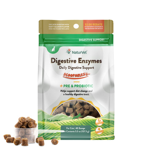 NaturVet Scoopables Digestive Enzymes Daily Digestive Support For Cats (45 Scoops)