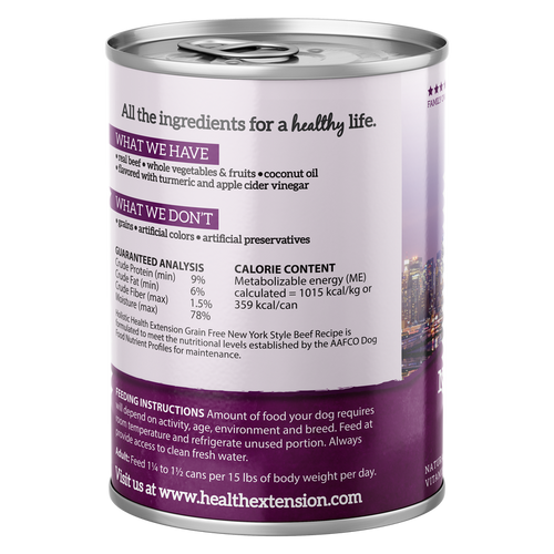 Health Extension Grain Free New York Style - Beef Recipe Wet Dog Food (12.5 Oz)