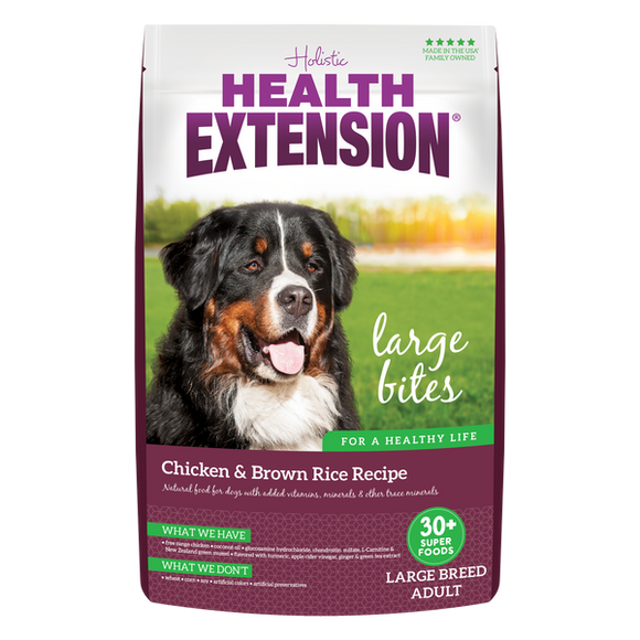 Health Extension Large Bites Chicken & Brown Rice Recipe Dry Dog Food (15 lb)