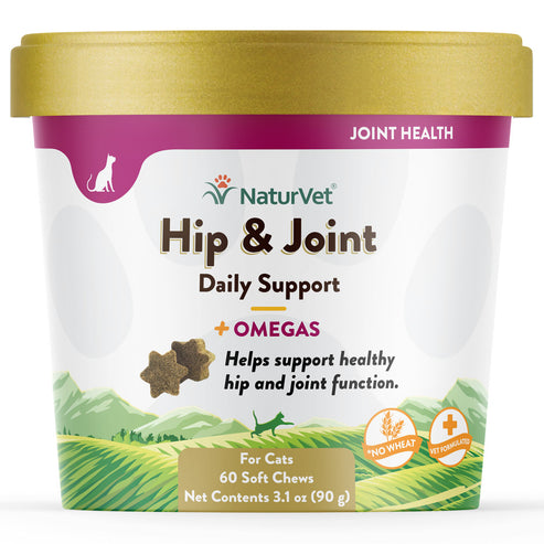 NaturVet Hip & Joint Plus Omegas Cat Soft Chews (60 Soft Chews)