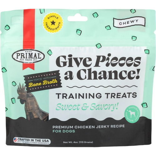 Primal Pet Foods Primal Give Pieces a Chance Chicken Jerky Pieces with Broth Dog Treats (4 Oz)