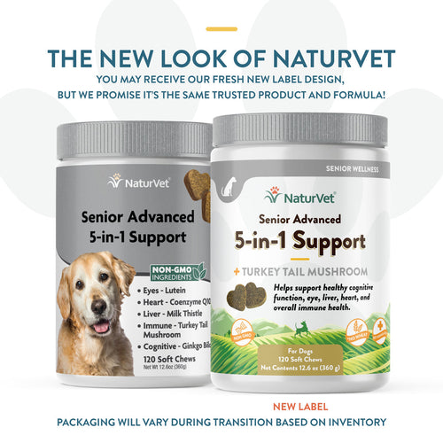NaturVet Senior Advance 5-in-1 Support Soft Chews for Dogs (120 Soft Chews)