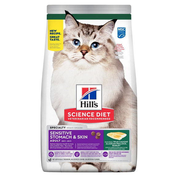 Hill's Science Diet Adult Sensitive Stomach & Skin Pollock & Barley Cat Food (3.5 lb)