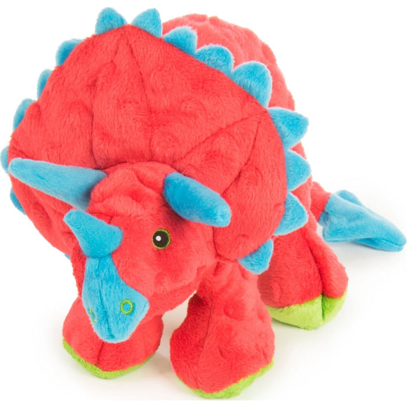 GODOG DINOS FRILLS DURABLE PLUSH SQUEAKER DOG TOY